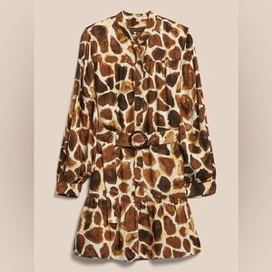 Banana Republic Flounce-Hem Dress in Giraffe Print - Size S